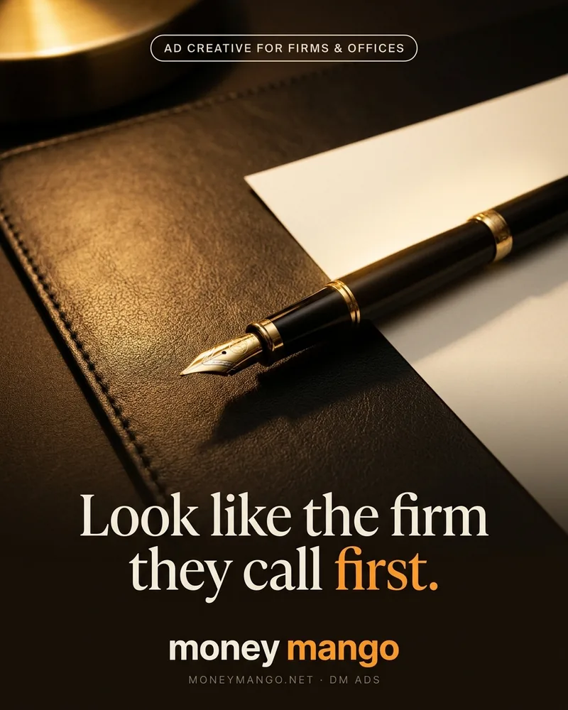 Law firm and office ad creative concept - Look like the firm they call first - gold fountain pen