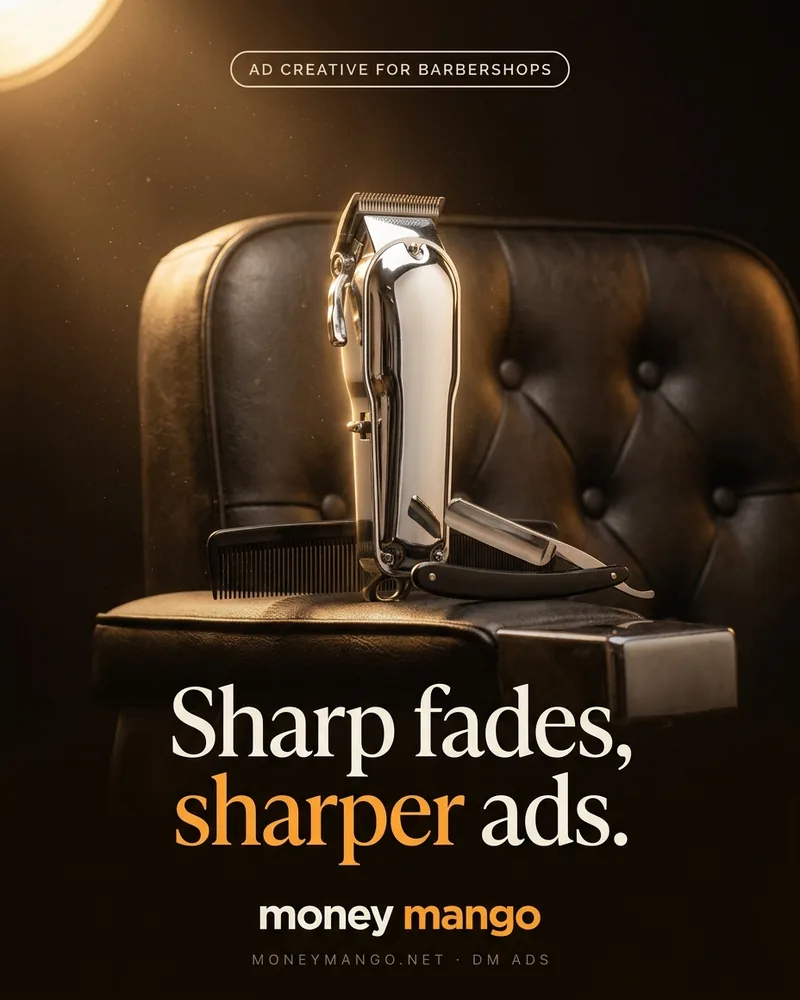 Barbershop ad creative concept - Sharp fades sharper ads - chrome clippers