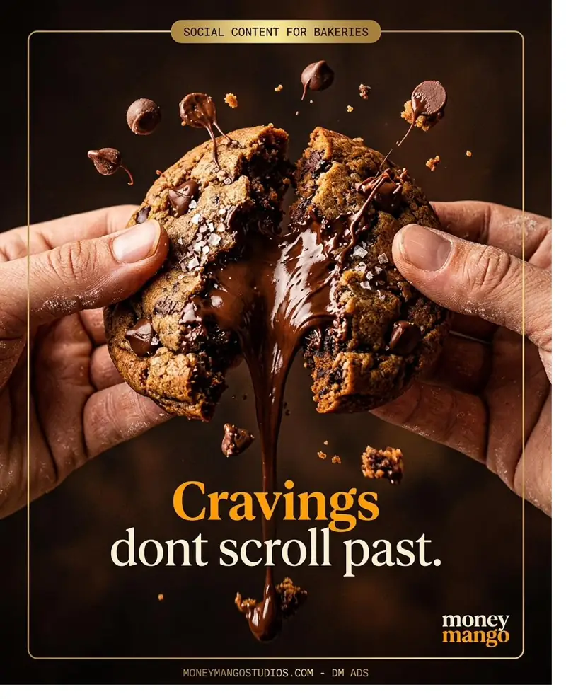 Bakery social content - Cravings don't scroll past - chocolate lava cookie