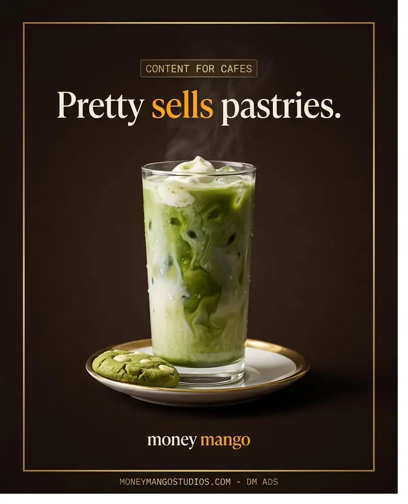 Cafe content - Pretty sells pastries - iced matcha latte