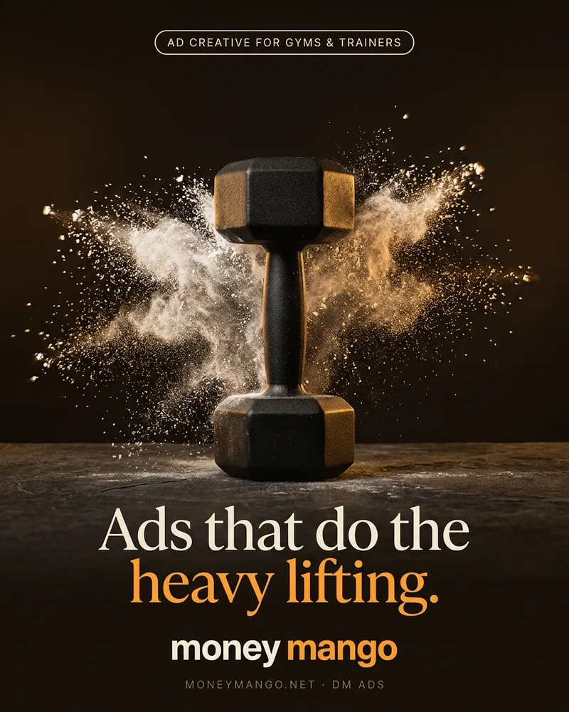 Gym ad creative concept - Ads that do the heavy lifting - dumbbell in a chalk burst